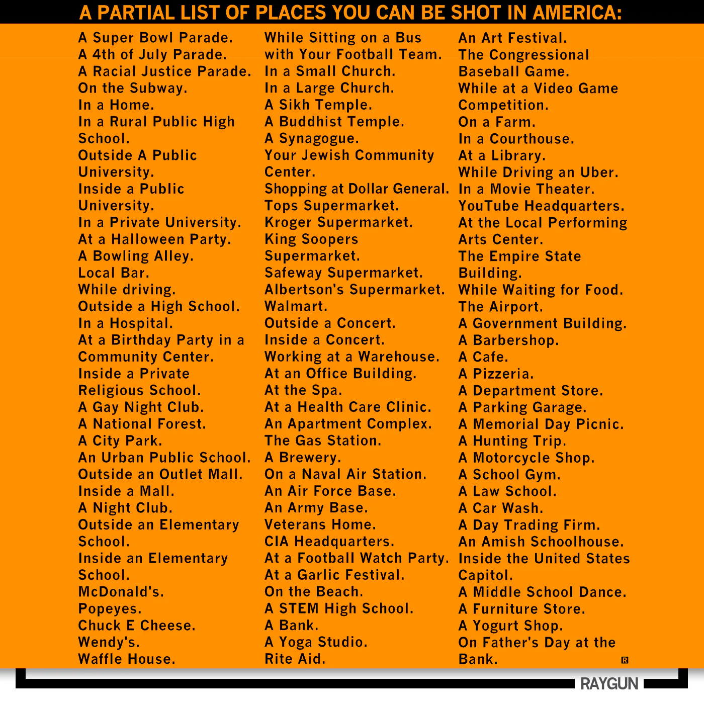 All The Places You Can Be Shot in America - Image 4