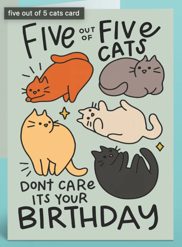 Citizen Ruth: 5 Out of 5 Cats Greeting Card - Image 2