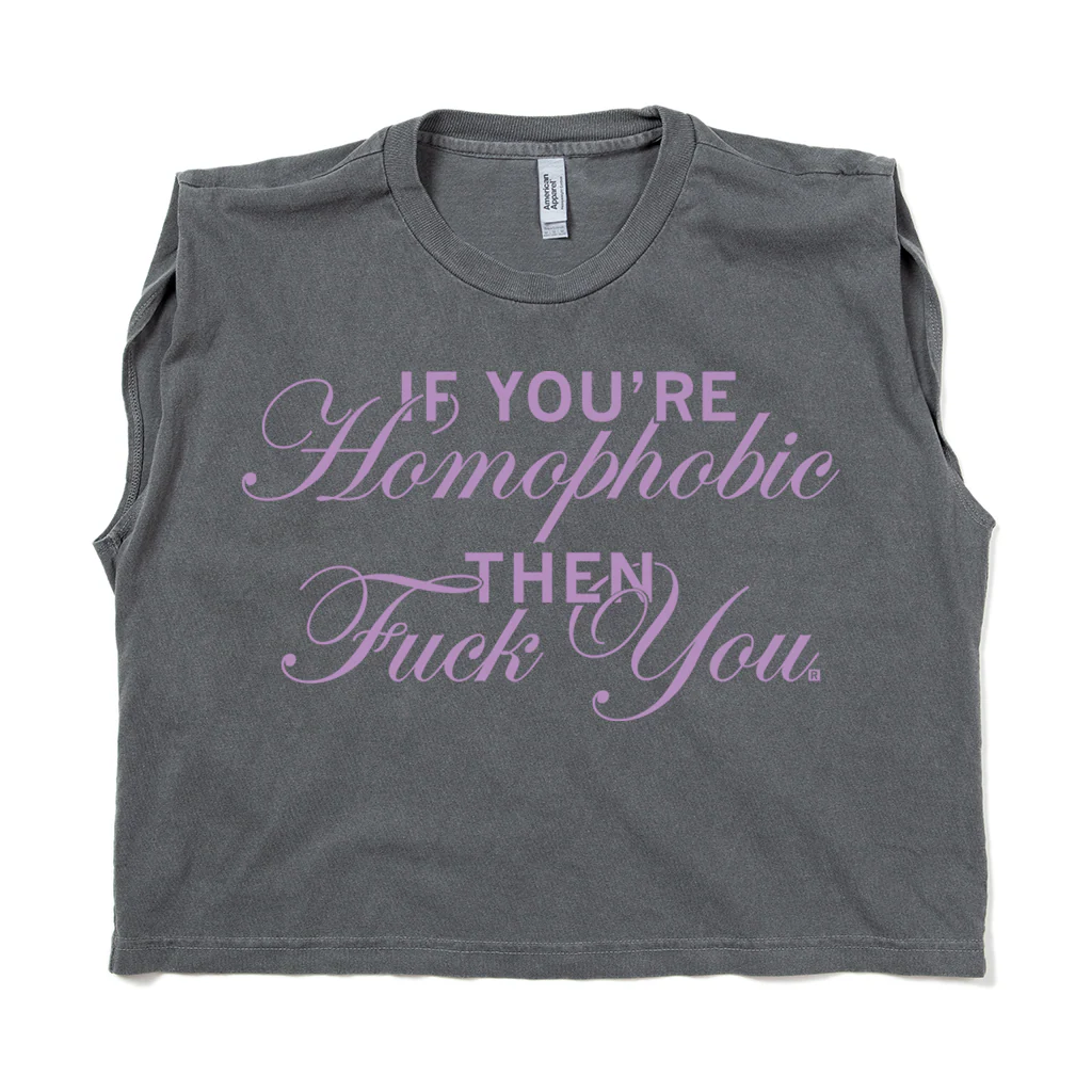 If You're Homophobic Muscle Crop Top - Image 2