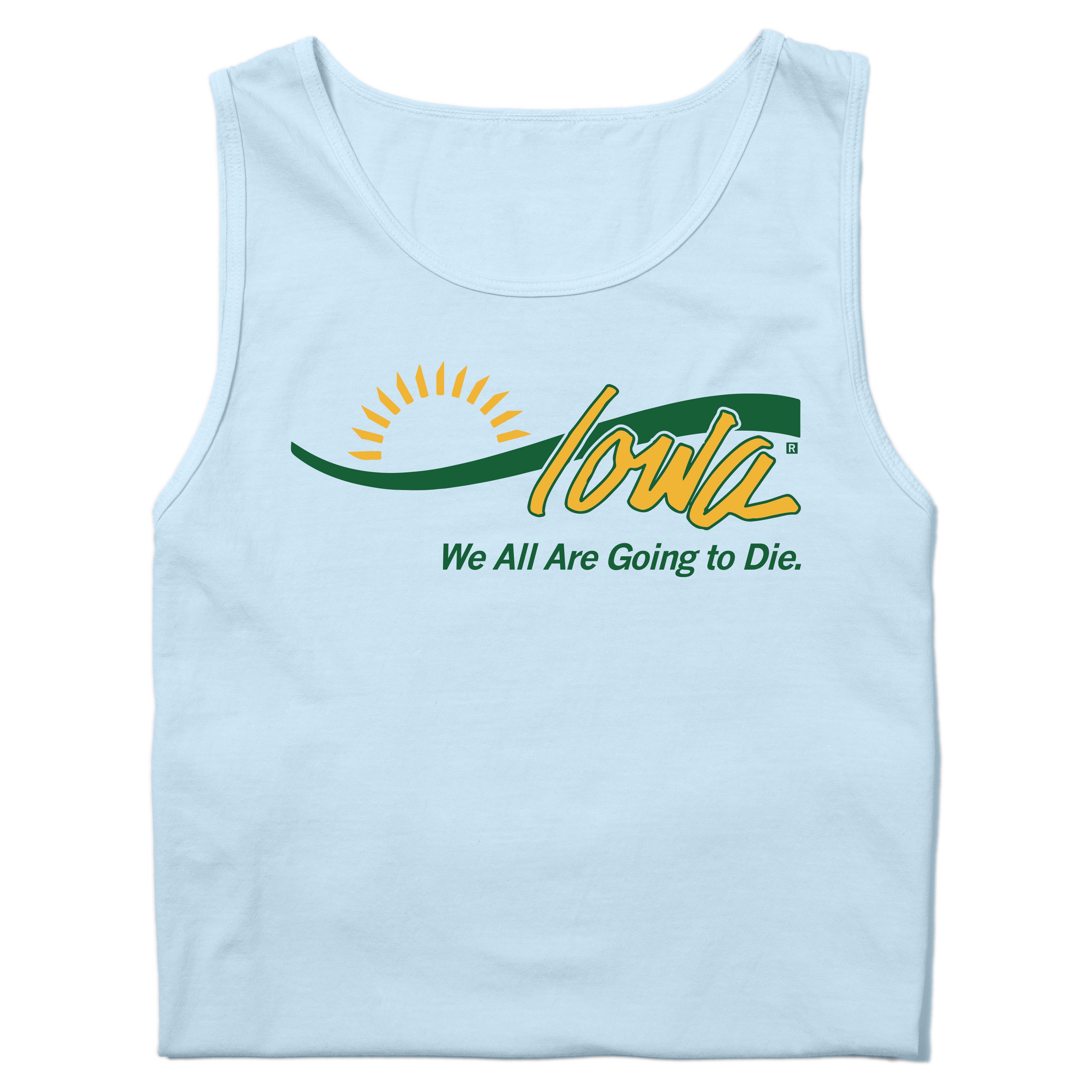Iowa: We All Are Going to Die Heavyweight Blue Tank Top