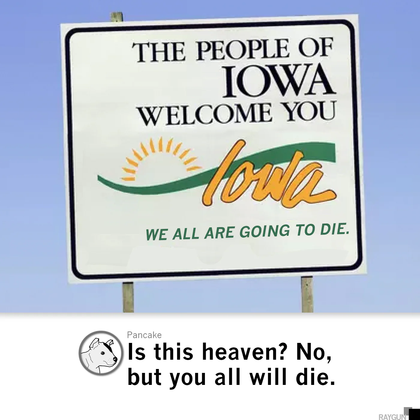 Iowa: We All Are Going to Die Heavyweight Blue Tank Top - Image 4