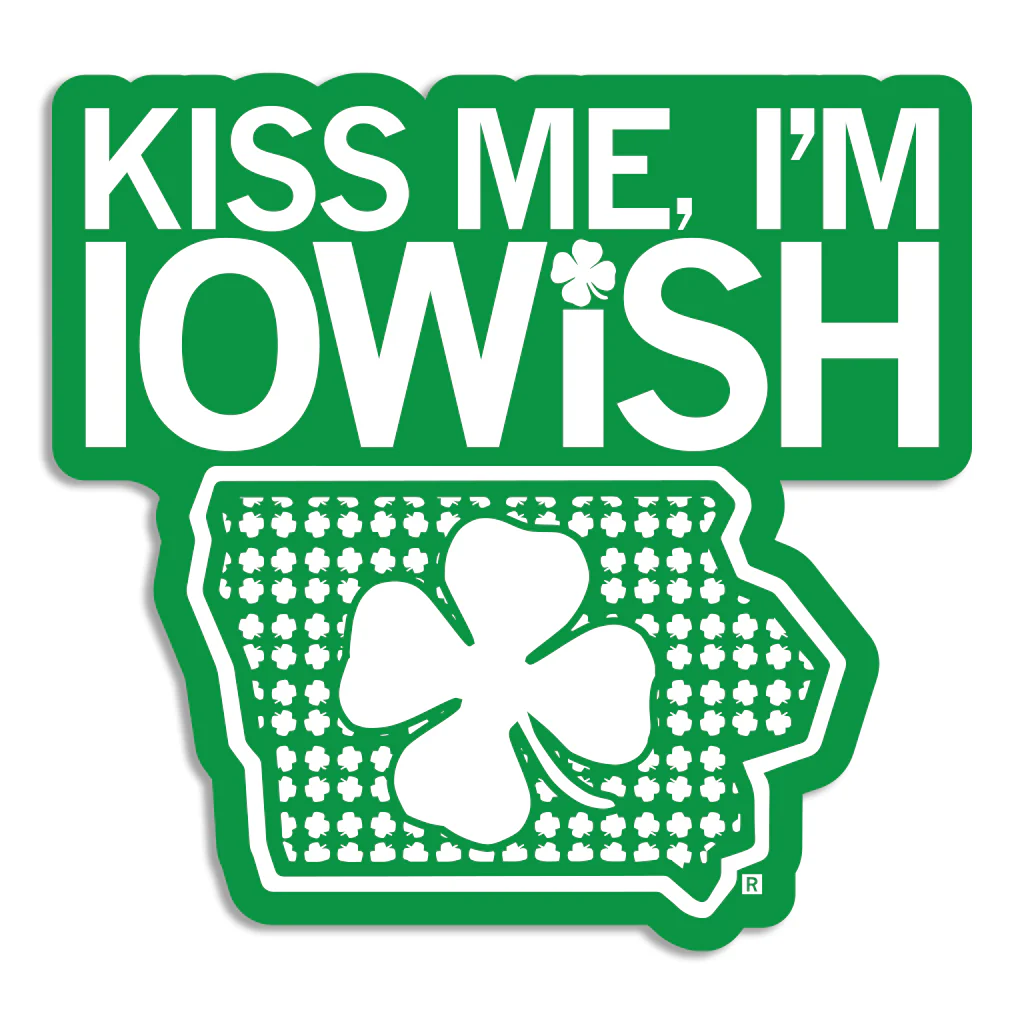 Kiss Me I'm Iowish Stacked Die-Cut Sticker