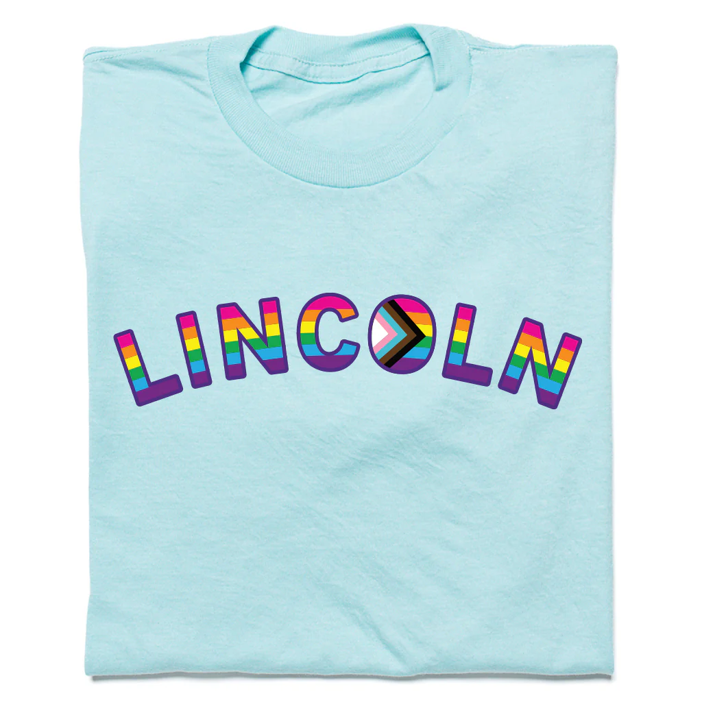 Lincoln Text Progress Pride Flag Blue