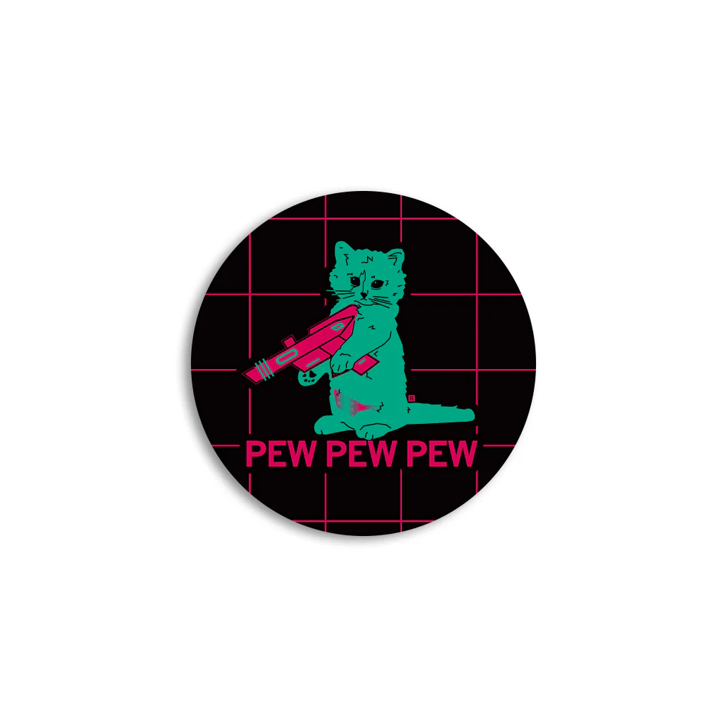 Pew Pew Pew Vaporwave Mini Circle Sticker