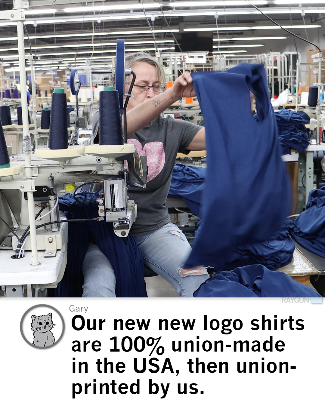 RAYGUN Text Logo Outline Navy Union Made - Image 8